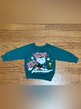 Vintage 80’s (2T) Park Bench Kids Snoopy ‘Ski King’ Green Crewneck Sweatshirt
